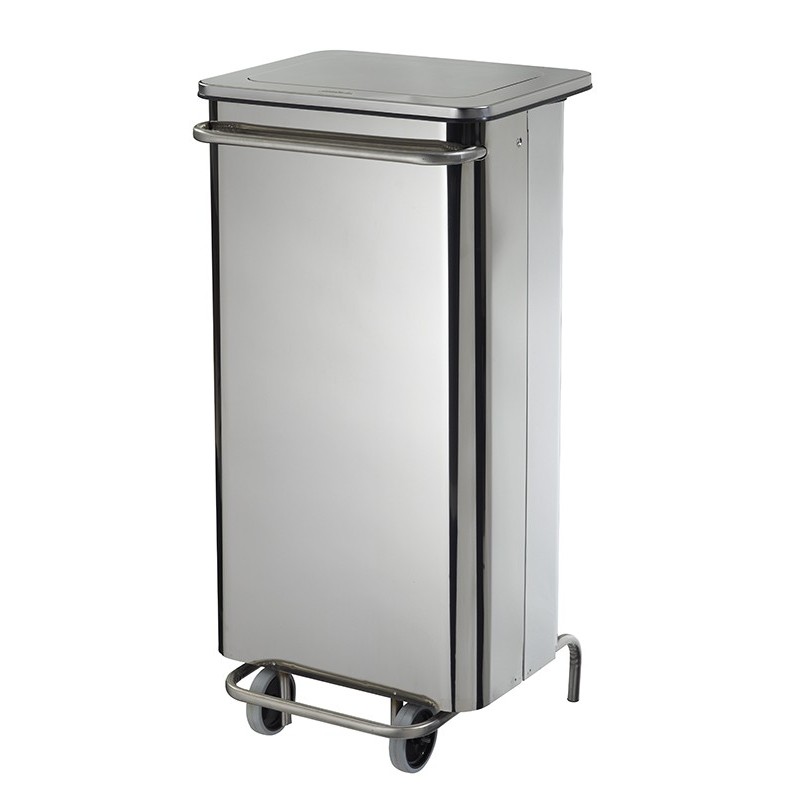 Poubelle mobile à pédale en inox 110L COLLECROULE CARENE
