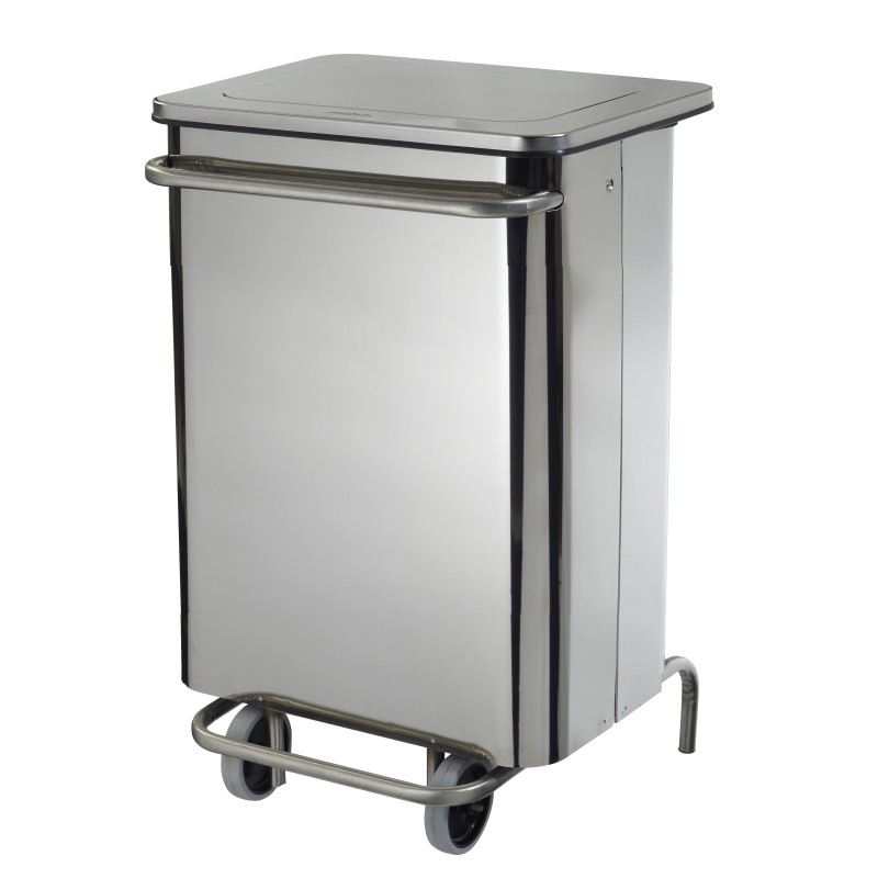 Poubelle mobile à pédale en inox 70L COLLECROULE CARENE