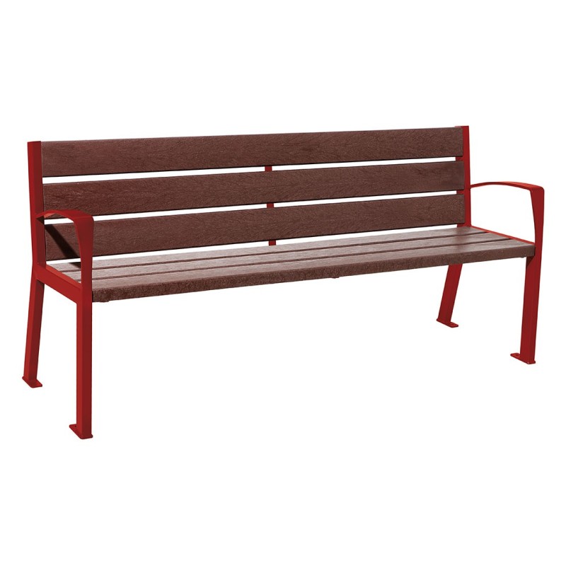 Banc plastique recyclé et acier Silaos® 6 lames