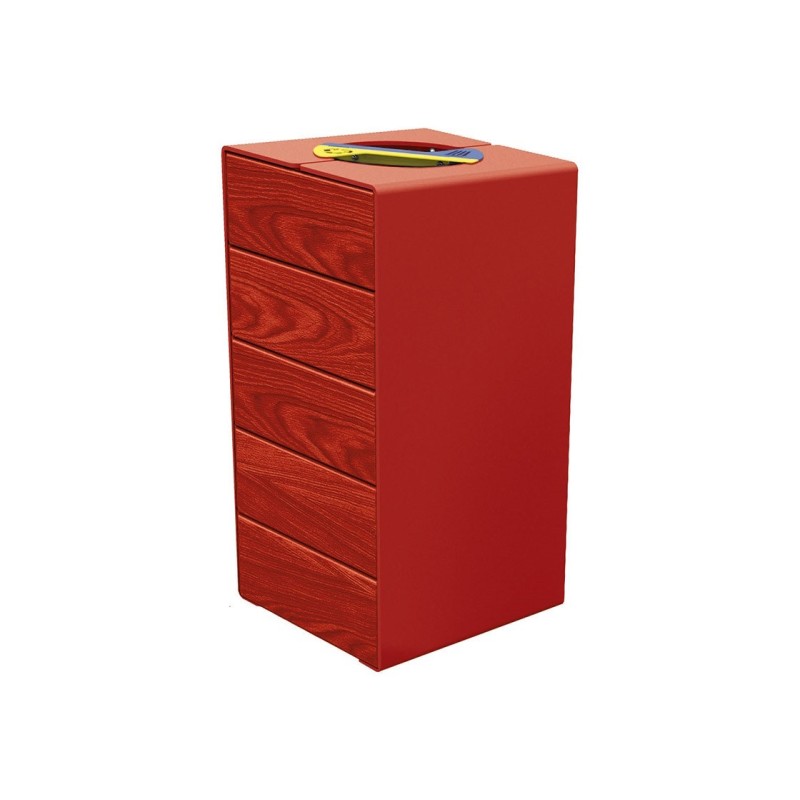 Corbeille KUB. tri sélectif acier et bois