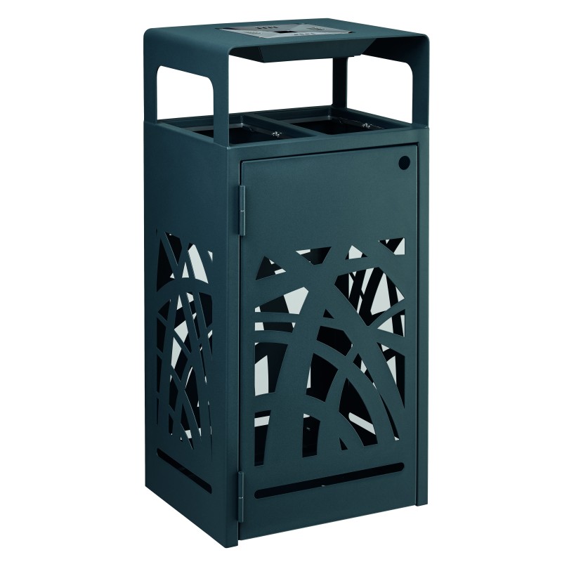 Corbeille 2x60L anti-nuisible vigipirate avec cendrier 1,5L CYBEL