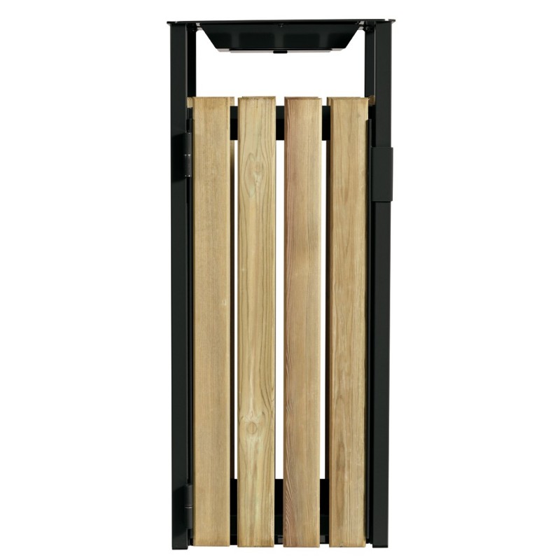 Corbeille carrée à poser ou à fixer 110L avec cendrier 1,5L EDEN BOIS
