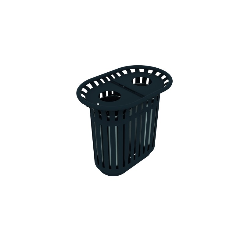Corbeille extérieure à poser ou à fixer 2x40L avec couvercle TULIPE