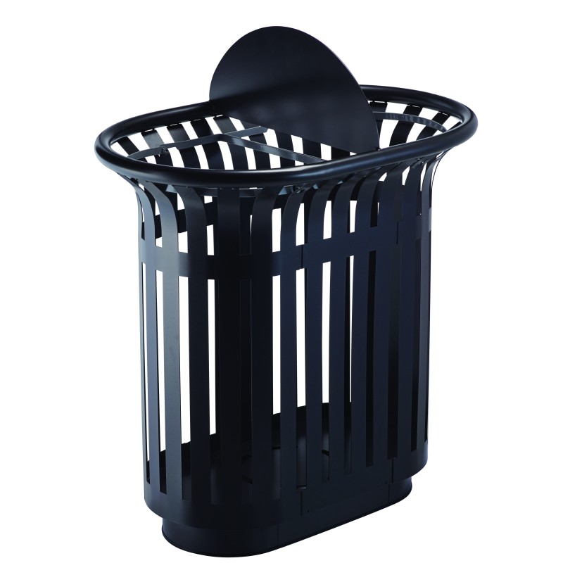 Corbeille extérieure à poser ou à fixer 2x60L avec totem TULIPE