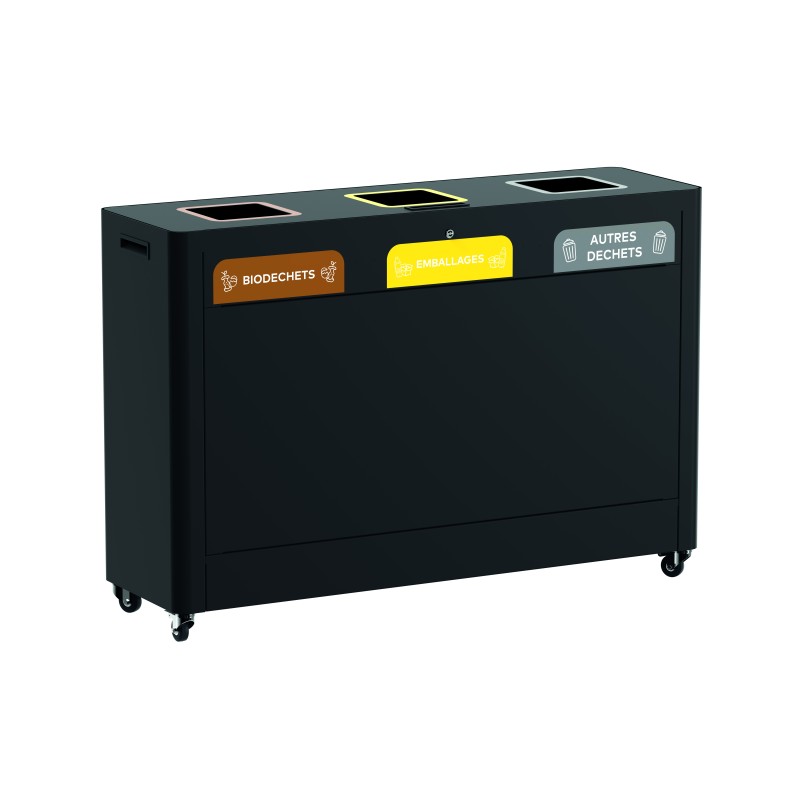 Meuble de tri 2x60L + 1x30L mobile TRIMOUV