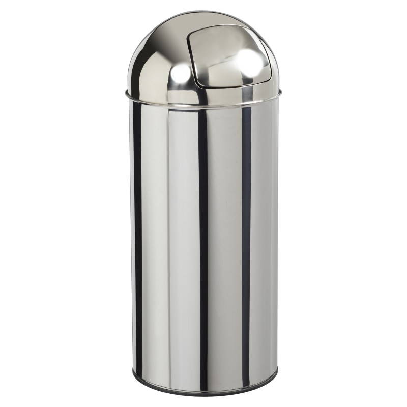 Poubelle 45L en inox avec couvercle à trappe PUSH
