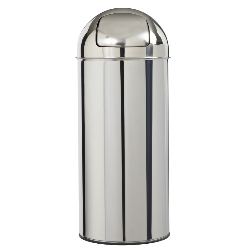 Poubelle 45L en inox avec couvercle à trappe PUSH