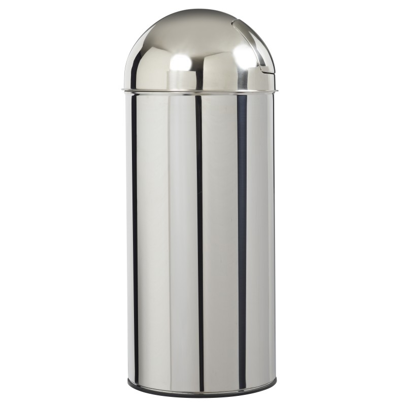 Poubelle 45L en inox avec couvercle à trappe PUSH