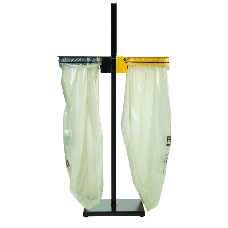 Support sac 2x110L sur poteau à poser ou à fixer avec couvercle ROLLEC ESSENTIEL